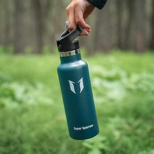 Super Sparrow Trinkflasche Edelstahl - Auslaufsicher Thermoskanne - Kinder für Sprudel, Sport, Schule, Fitness - 500ml -