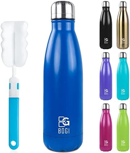 BOGI Doppelwandige Thermosflasche Edelstahl Trinkflasche Kinder Trinkflasche Schule Himmelblau Pink
