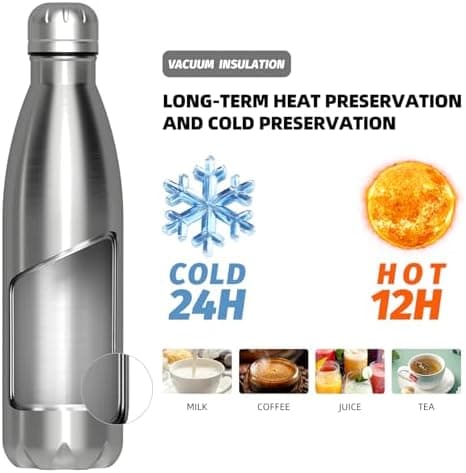 WATERSY Doppelwandige Edelstahl-Trinkflasche 500 ml Kinder ThermoSafe BPA-Frei Kalt&Warm Sprudel Dunkel Blau Sport Gym