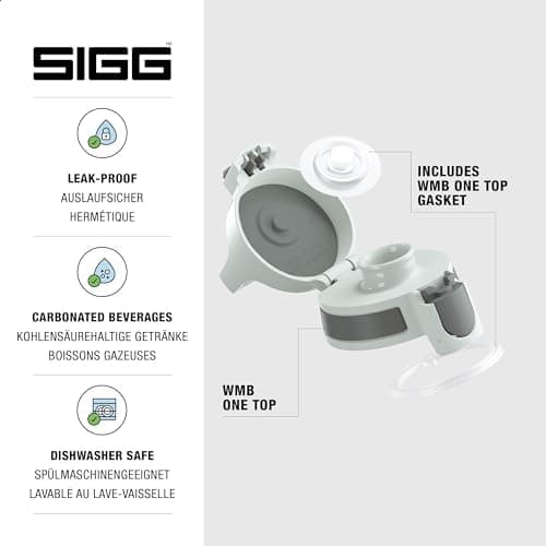 Sigg WMB ONE Top Verschluss - Einhändig bedienbar & auslaufsicher, für Trinkflaschen, Silikondichtung, One Size