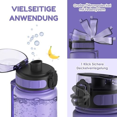 Luyiilo Kinder Trinkflasche Auslaufsicher für Schule und Fitnessstudio (500ml - Blau)