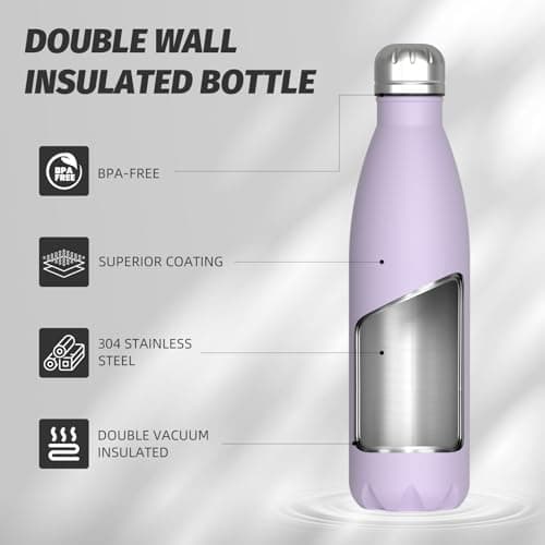 WATERSY Doppelwandige Edelstahl-Trinkflasche 500 ml Kinder ThermoSafe BPA-Frei Kalt&Warm Sprudel Dunkel Blau Sport Gym