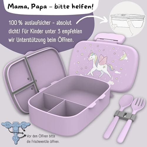 Bearfoot Brotdose Kinder BPAfrei mit Fächern Lunchbox für Mädchen & Jungen