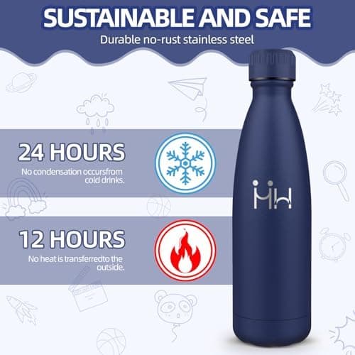 HoneyHolly Kinder Trinkflasche Doppelwandig, 500ML BPA-frei, Thermosflasche für Fitness und Gym