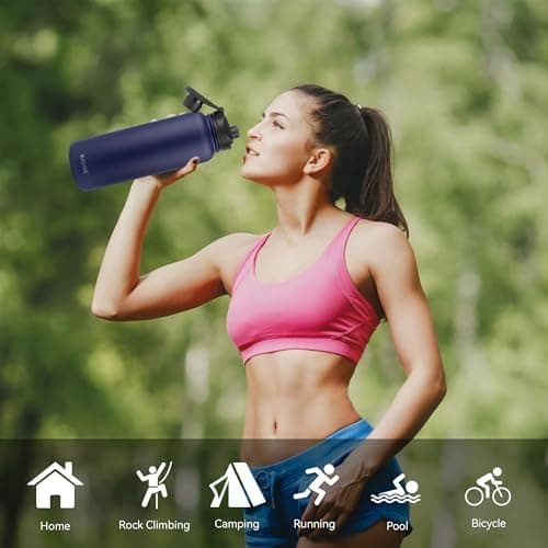 Edelstahl Trinkflasche 1.2L BPAfrei-Thermoskanne-Vakuum Doppelwandisolierung für Sport Campings-Reise-Kohlensäure Geeign