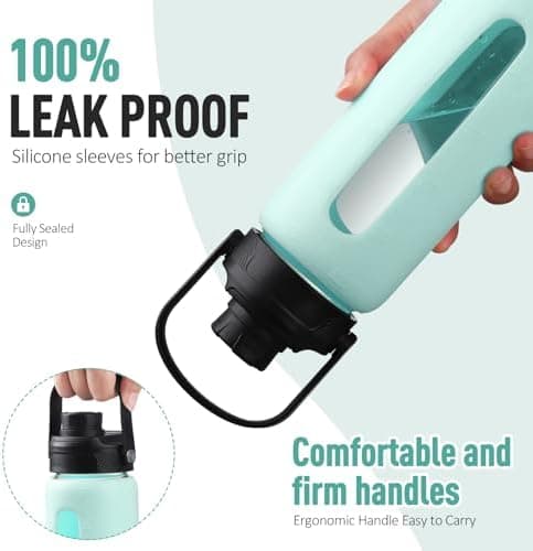BLUEGO Glaswasserflasche 900ml BPA-frei für Outdoor Aktivitäten
| CADRES Glasbecher mit Zeitmarkierung und Silikonschut