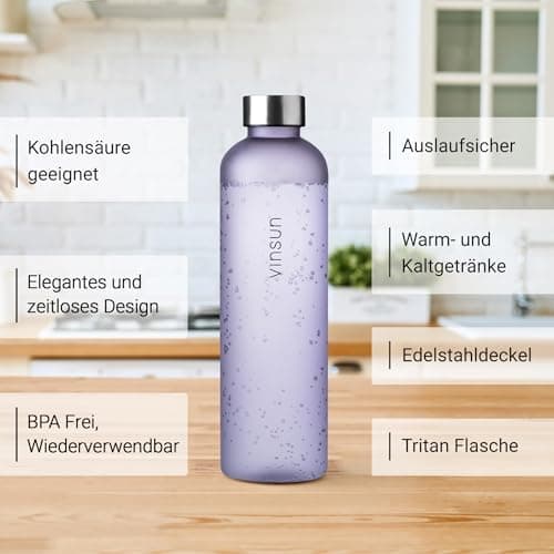 VINSUN Trinkflasche 1000ml - auslaufsicher, BPA frei, Tritan - Leichte Wasserflasche für Sport und Outdoor activities -