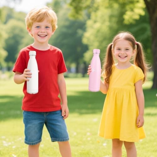 HoneyHolly Kinder Trinkflasche Doppelwandig, 500ML BPA-frei, Thermosflasche für Fitness und Gym