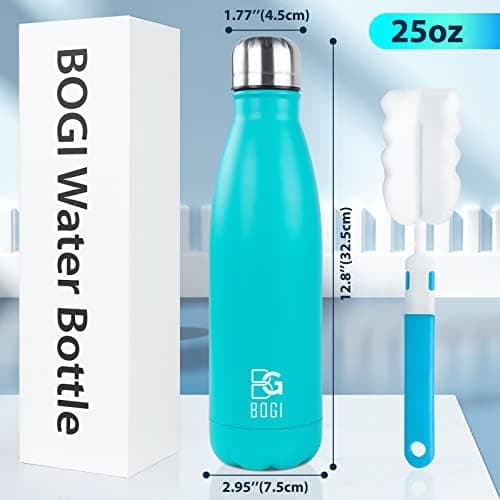 BOGI Doppelwandige Thermosflasche Edelstahl Trinkflasche Kinder Trinkflasche Schule Himmelblau Pink