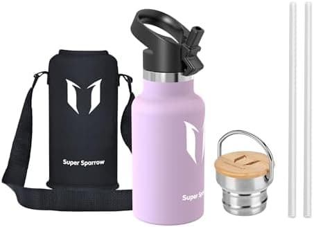 Super Sparrow Trinkflasche Edelstahl - Auslaufsicher Thermoskanne - Kinder für Sprudel, Sport, Schule, Fitness - 500ml -