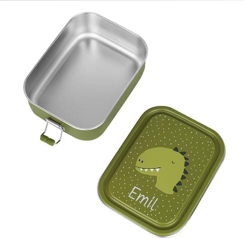Wunderwunsch TRIXIE Edelstahl Lunchbox für Kinder, individuell mit deinem Namen persönliche Fuchslunchbox, perfekt zur E