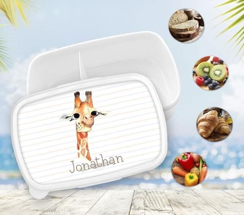 Timalo® Brotdose Kinder mit Namen | Personalisierte Bento Lunchbox für Jungen & Mädchen | Kindergarten & Schule Motiv Ti