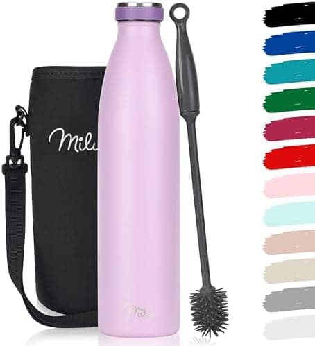 Milu Edelstahl Trinkflasche für Erwachsene – 750ml Isolierflasche zum Tragen – auslaufsicher, Kohlensäuregerecht inkl. R