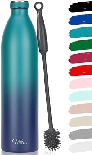 Milu Edelstahl Trinkflasche für Erwachsene – 750ml Isolierflasche zum Tragen – auslaufsicher, Kohlensäuregerecht inkl. R