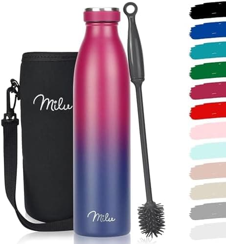 Milu Edelstahl Trinkflasche für Erwachsene – 750ml Isolierflasche zum Tragen – auslaufsicher, Kohlensäuregerecht inkl. R