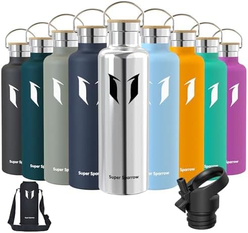 Super Sparrow Trinkflasche Edelstahl - Auslaufsicher Thermoskanne - Kinder für Sprudel, Sport, Schule, Fitness - 500ml -