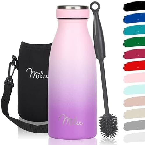 Milu Edelstahl Trinkflasche für Erwachsene – 750ml Isolierflasche zum Tragen – auslaufsicher, Kohlensäuregerecht inkl. R
