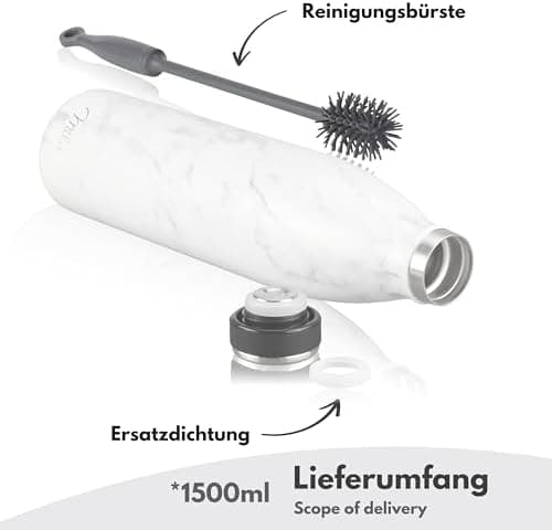Milu Edelstahl Trinkflasche für Erwachsene – 750ml Isolierflasche zum Tragen – auslaufsicher, Kohlensäuregerecht inkl. R