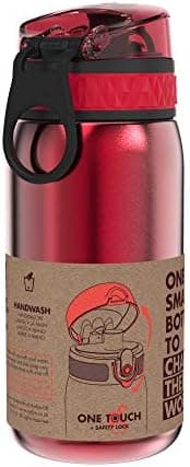 ion8 Kinder Trinkflasche Edelstahl 400ml Nicht Isoliert Sichere Verriegelung Spülmaschinenfest Klappdeckel Leicht zu Rei