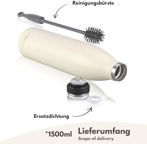 Milu Edelstahl Trinkflasche für Erwachsene – 750ml Isolierflasche zum Tragen – auslaufsicher, Kohlensäuregerecht inkl. R