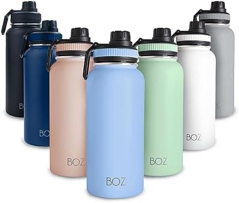BOZ Ersatzdeckel für Trinkflasche - Strohhalm & Schraubverschluss - schwarz