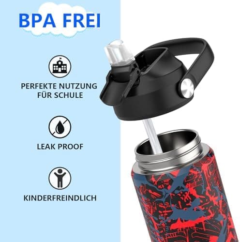 Edelstahl Trinkflasche Meeresjungfrau 550ml BPA Frei Auslaufsicher Thermosflaschefür Kinder und Erwachsene - Sport, Schu