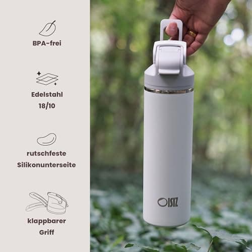 OISIZ Isolierte Edelstahl Trinkflasche 720ml für Outdoor Aktivitäten und Sport 100% auslaufsicher mit Vakuum-Technologie