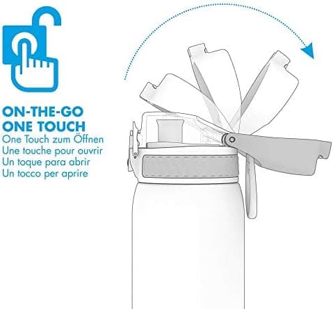 ion8 Kinder Trinkflasche Edelstahl 400ml Nicht Isoliert Sichere Verriegelung Spülmaschinenfest Klappdeckel Leicht zu Rei