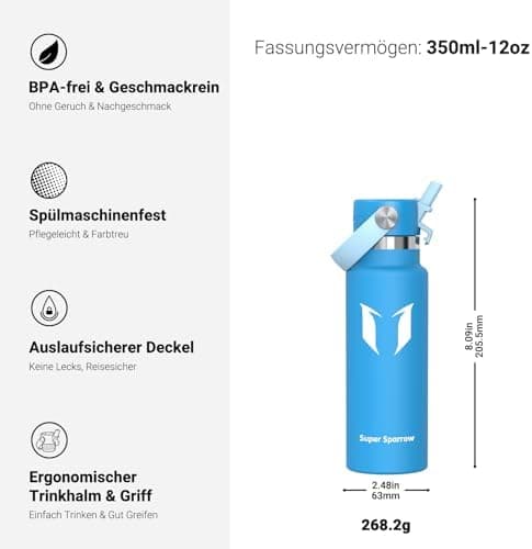 Super Sparrow Thermobecher für Sport und Outdoor - 500ml, 750ml - BPA-Frei, ClimatePartner certified - FlipFlow Trinkfla