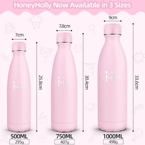 HoneyHolly Kinder Trinkflasche Doppelwandig, 500ML BPA-frei, Thermosflasche für Fitness und Gym