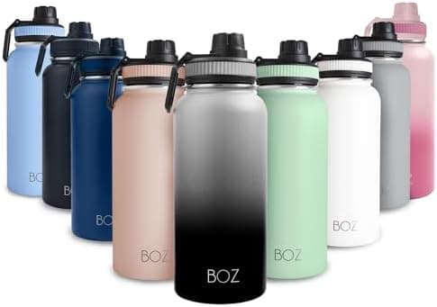BOZ Ersatzdeckel für Trinkflasche - Strohhalm & Schraubverschluss - schwarz