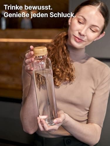 Spottle Glas Trinkflasche - 1 Liter - Für Kohlensäuregetränke - Spülmaschinenfest & auslaufsicher