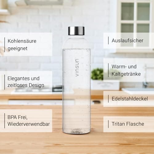 VINSUN Trinkflasche 1000ml - auslaufsicher, BPA frei, Tritan - Leichte Wasserflasche für Sport und Outdoor activities -
