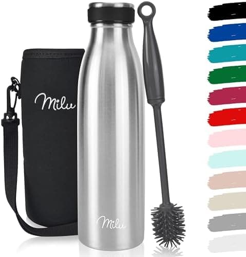 Milu Edelstahl Trinkflasche für Erwachsene – 750ml Isolierflasche zum Tragen – auslaufsicher, Kohlensäuregerecht inkl. R