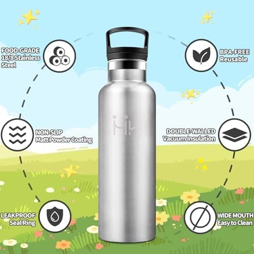 HoneyHolly Edelstahl Trinkflasche 500ML Kinder BPA-Frei Isoliert Thermoflasche