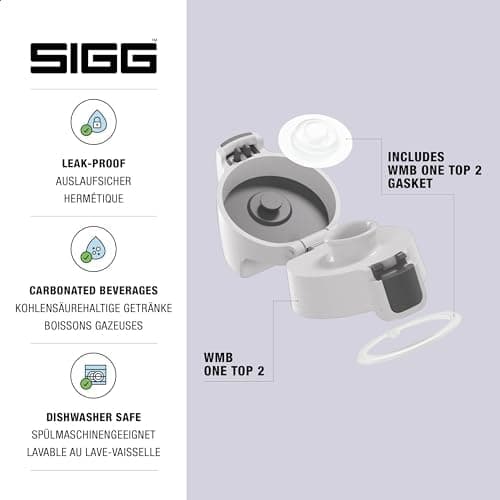 Sigg WMB ONE Top 2 Verschluss, einhändig bedienbar, auslaufsicher, Silikondichtung, One Size, Trinkflaschen Ersatzteil