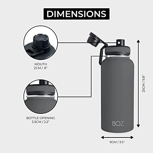 BOZ Ersatzdeckel für Trinkflasche - Strohhalm & Schraubverschluss - schwarz