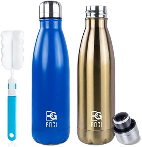 BOGI Doppelwandige Thermosflasche Edelstahl Trinkflasche Kinder Trinkflasche Schule Himmelblau Pink