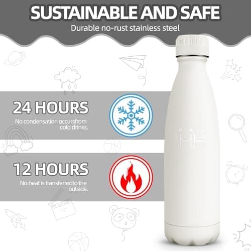 HoneyHolly Kinder Trinkflasche Doppelwandig, 500ML BPA-frei, Thermosflasche für Fitness und Gym
