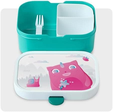 Landpark Brotdose Willi Kinder - Bento Box Kinder - Schule mit Fächern und Gabel - BPA-frei & Spülmaschinenfest - 750 ml