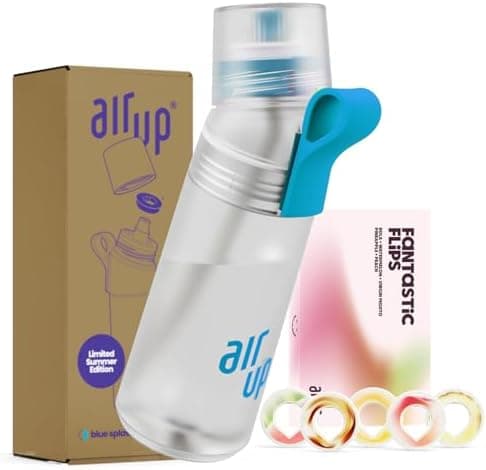 air up® Trinkflasche für Schule und Sport | inkl. 5 zuckerfreien Duft-Pods & Strohhalm | Wasserflasche in Lila für Kinde