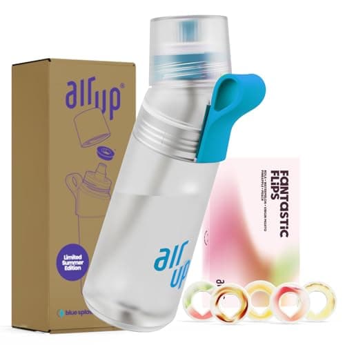 air up® Trinkflasche für Schule und Sport | inkl. 5 zuckerfreien Duft-Pods & Strohhalm | Wasserflasche in Lila für Kinde