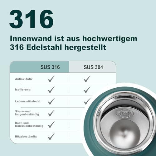 Thermosflasche UZSPACE Waldgrün Kinder 700ml Isolierte Edelstahl Trinkflasche 100% Auslaufsicher Outdoor Fitness Schule