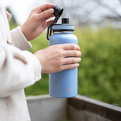 BOZ Ersatzdeckel für Trinkflasche - Strohhalm & Schraubverschluss - schwarz
