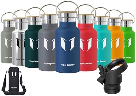 Super Sparrow Trinkflasche Edelstahl - Auslaufsicher Thermoskanne - Kinder für Sprudel, Sport, Schule, Fitness - 500ml -