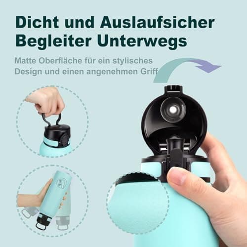 Thermosflasche UZSPACE Waldgrün Kinder 700ml Isolierte Edelstahl Trinkflasche 100% Auslaufsicher Outdoor Fitness Schule