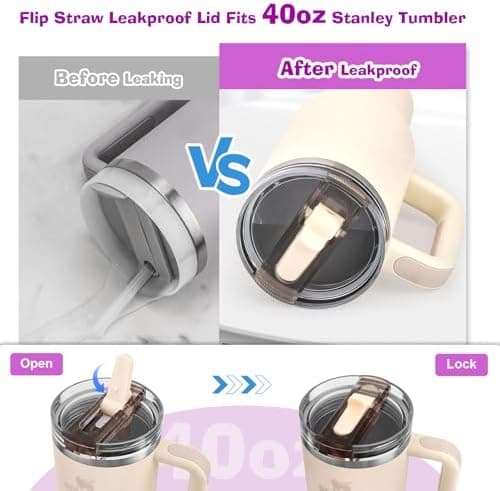 WALLFID 2-Stücks Ersatzdeckel für 40oz Tumbler abnehmbar, laufsicher, klappbarer Trinkhalm, wiederverwertbar, leicht rei