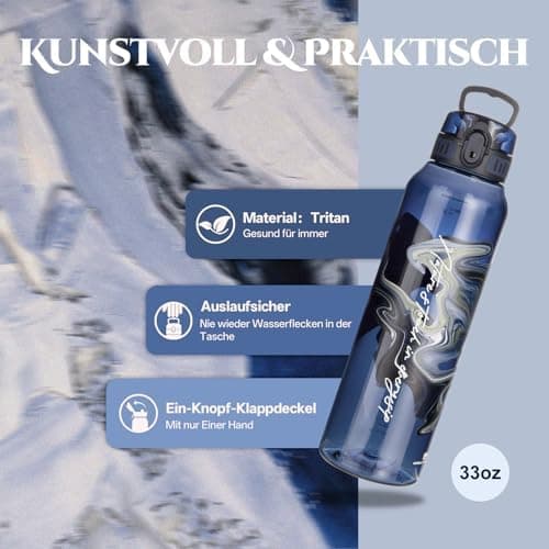 UZSPACE Kinder Trinkflasche 600ml - Sportlich, Auslaufsicher & Spülmaschinenfest zur Schule und Outdoor aktivarten für M