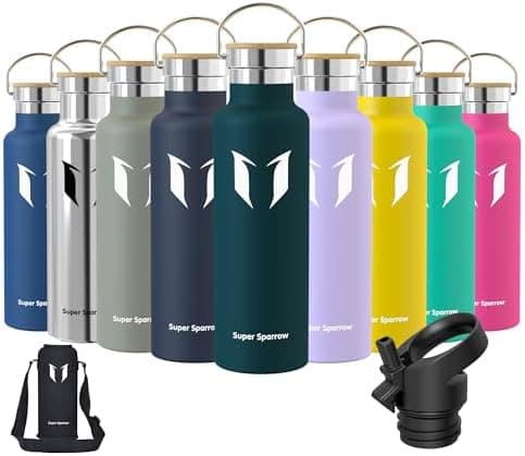 Super Sparrow Trinkflasche Edelstahl - Auslaufsicher Thermoskanne - Kinder für Sprudel, Sport, Schule, Fitness - 500ml -