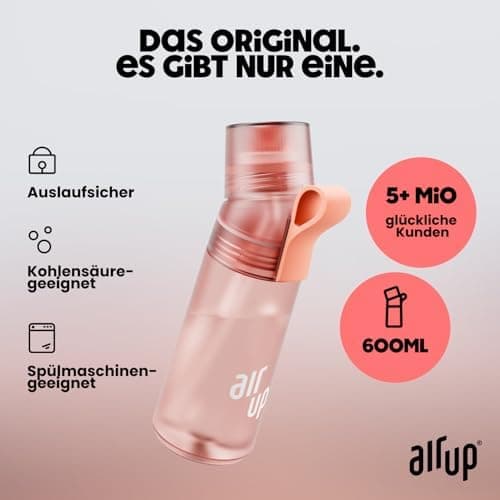 air up® Trinkflasche für Schule und Sport | inkl. 5 zuckerfreien Duft-Pods & Strohhalm | Wasserflasche in Lila für Kinde